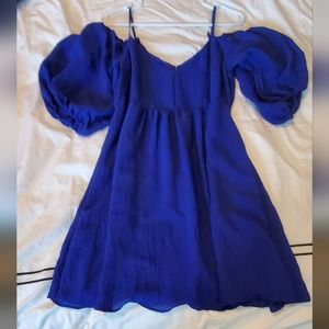Anthropologie Moulinette Soeurs Cobalt Blue Mini Baby Doll Dress Size S Petite